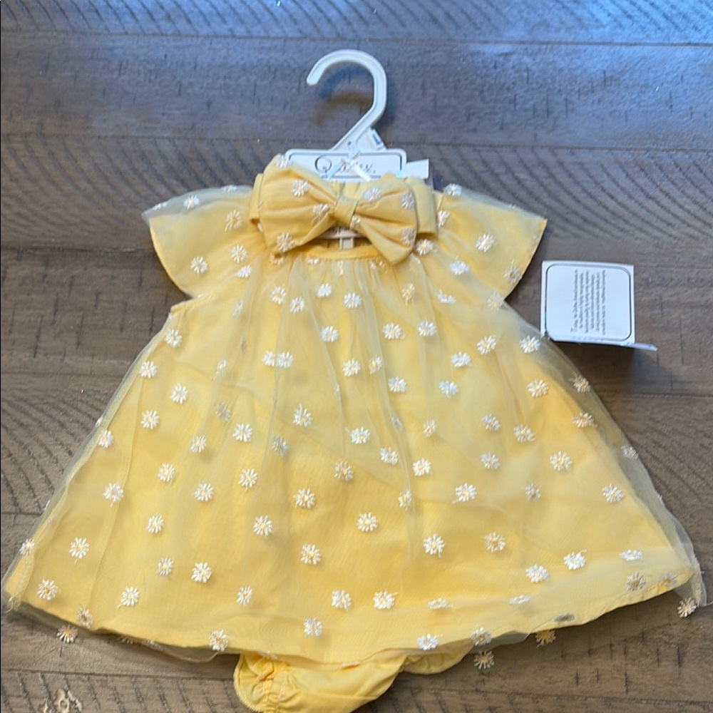 Quiltex Yellow Babydoll Dress with Flutter Cap Sleeves